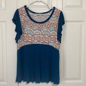 Haptics Teal & Multicolor Print Top